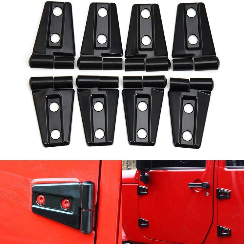 CheroCar Door Hinge Covers Protector Black Kit Fits for Jeep Wranlger Unlimited Rubicon Sahara Sports Accessories 2007-2018 JK JKU 8pcs - Image 2